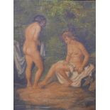 'The Bathers', signed Berrez, early C20th, oil on canvas board, 16" x 20"