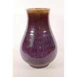 A Chinese flambé glazed pottery vase, 12½" high