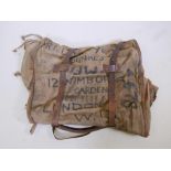A WWII British army canvas bedroll, used by Robert I. Lockyer of the Signals, together with copies