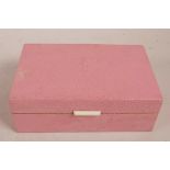 A vintage pink shagreen covered trinket box, 6½" x 4½" x 2"