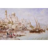 Keffler, oil on board, Turkish scene, signed recto lower right, 16" x 12"