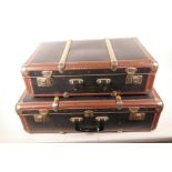 Two retro cardboard suitcases, largest 25½" x 16½" x 7"