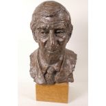 A bronze bust of a gentleman, signed E. Foster 1985, with foundry stamp Meridian Bronze London, 19½"