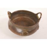 A Chinese bronze phoenix eye censer with embossed calligraphy decoration and impressed seal mark,