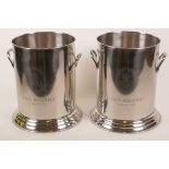 A pair of plated champagne buckets engraved Louis Roederer, 9½" high