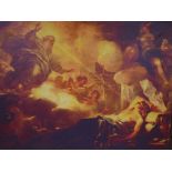 After Luca Giordano, Dream of Solomon, print on canvas, 64" x 45"