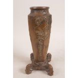 A Japanese bronzed metal vase, 7½"x 4" wide