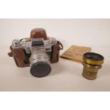 A Praktina FX 35mm SLR camera made by Kamera-Werke (KW) in Dresden, East Germany in the early 1950s,