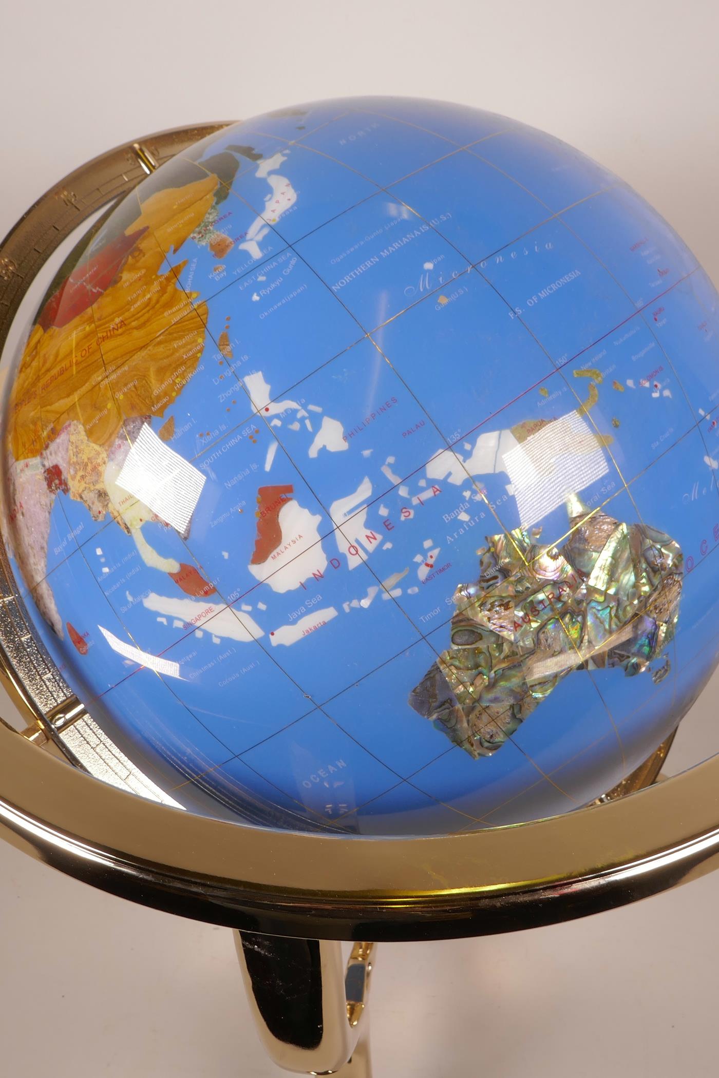 A composition and specimen stone terrestrial globe, 19½" high - Image 6 of 6