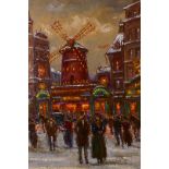 In the style of Emile Boyer (French, 1877-1948), 'Paris street scene in winter, in front of the