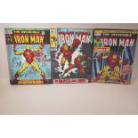 Three canvas prints, reproductions of classic Iron Man comic covers, each 12" x 16" (3)