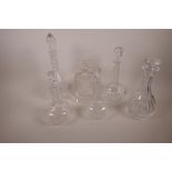 Six various glass decanters, largest 14" high, one A/F