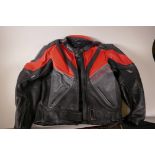 A Richa red and black leather motorcycle jacket, size 14 (used)