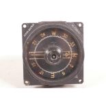 A WWII aircraft navigation compass, no. 7221/43 and bearing ministry arms mark (believed to be ex