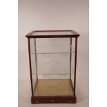A Japanese red lacquer table top display cabinet, A/F, 12½" x 11", 18" high