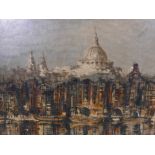 Ben Maile, View of the Thames and St Paul's Cathedral, oil on board, signed. Note: The painting is