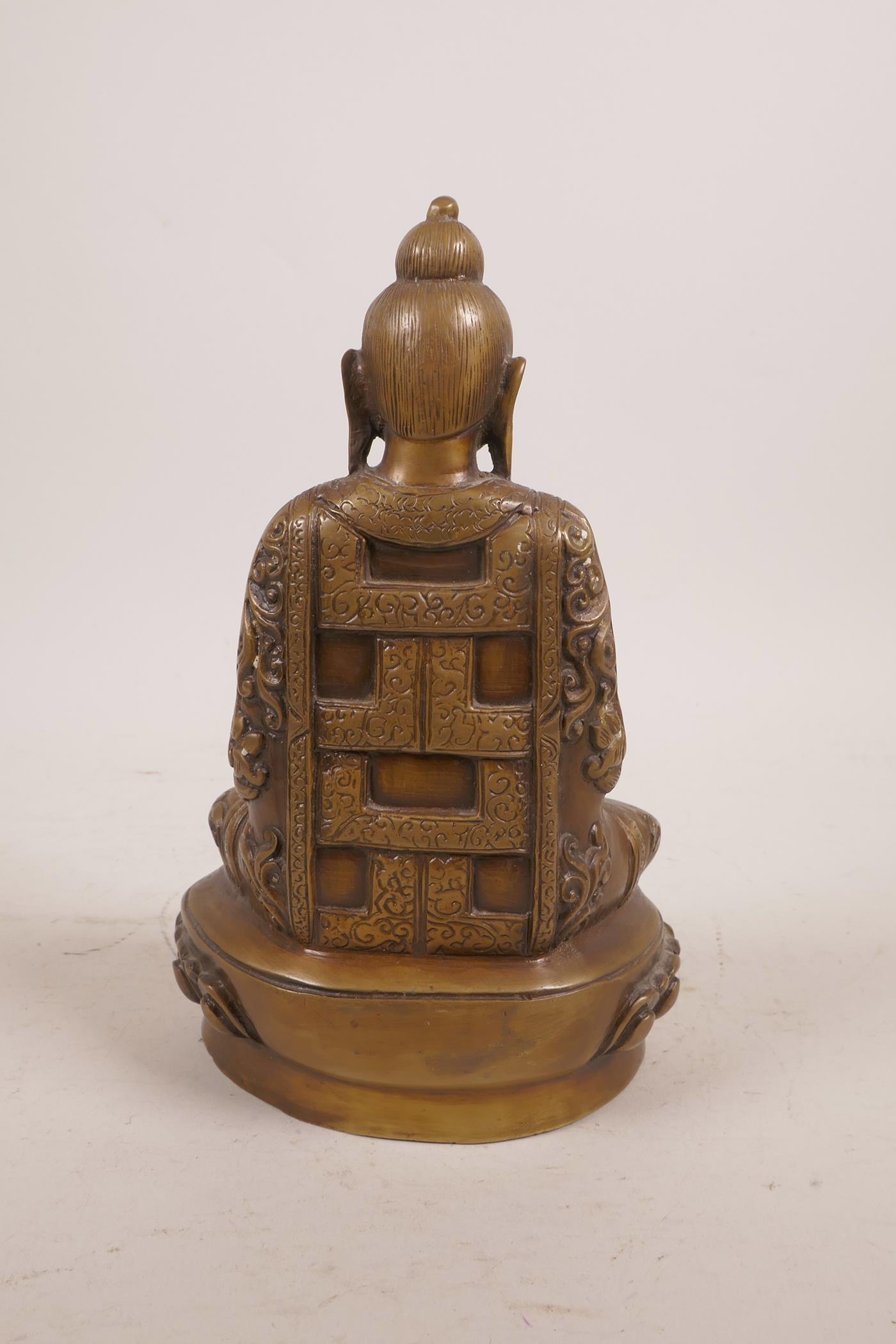 A bronzed metal figure of Buddha, possibly Burmese, 8" high - Image 2 of 2