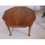 An octagonal topped Art Deco occasional table on four cabriole supports, 16½" x 24"