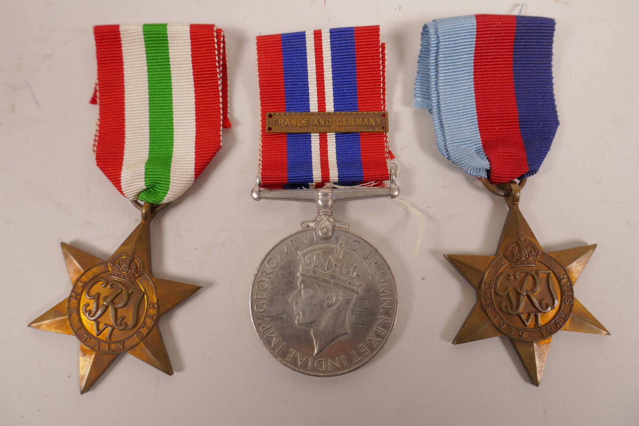 Six WWII 1939-45 war medals; 'The Atlantic Star', 'The Italy Star', 'The Burma Star', 'The Africa - Image 2 of 4