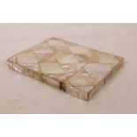 A C19th mother of pearl card case, 4" x 3"