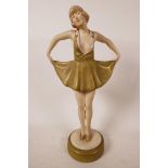 A 1920s Royal Dux porcelain figurine of a flapper girl, stamped no. 2984 to base with the Royal