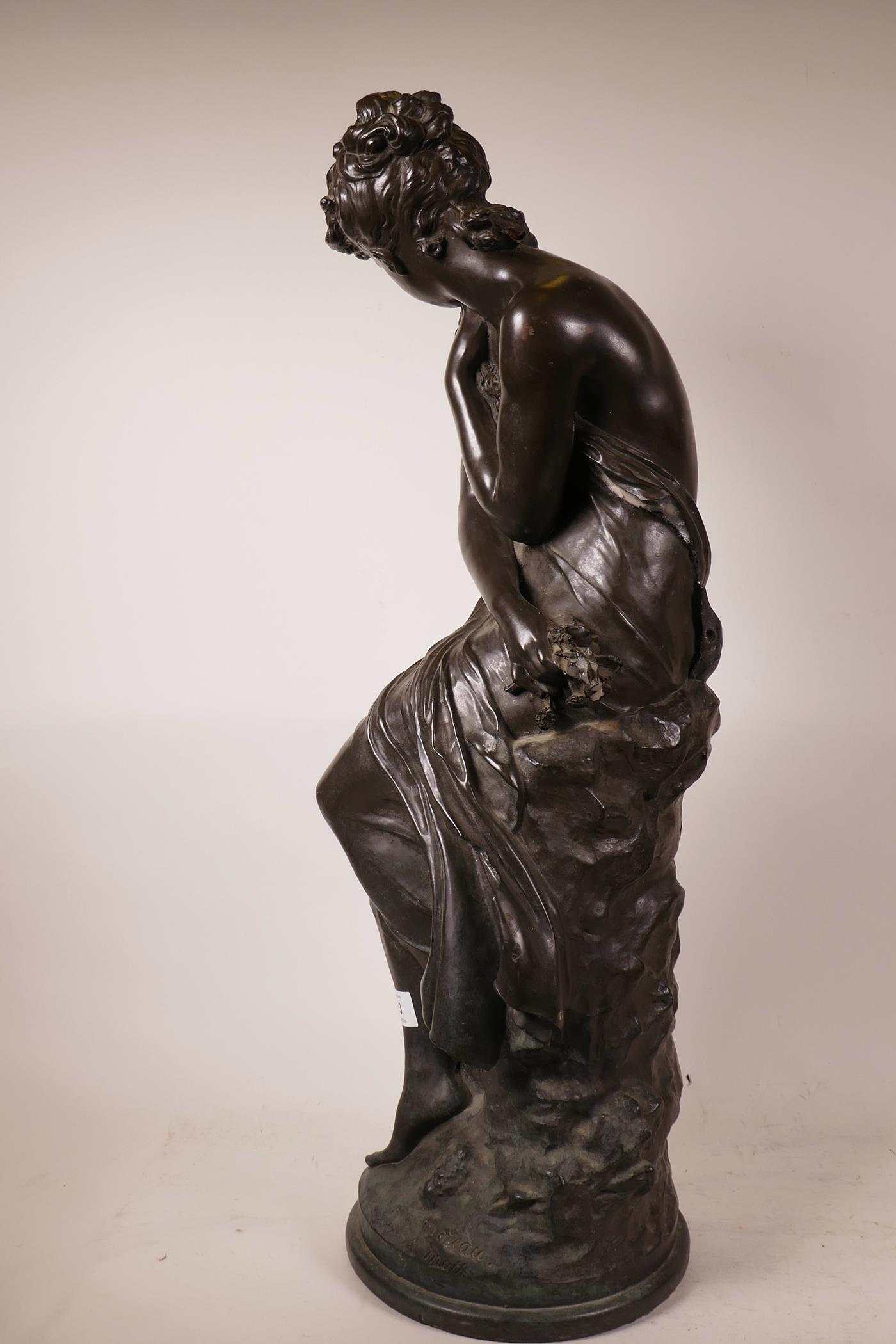 After Moreau, a cold cast bronze figure of a maiden, 25" high - Image 4 of 5