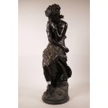 After Moreau, a cold cast bronze figure of a maiden, 25" high