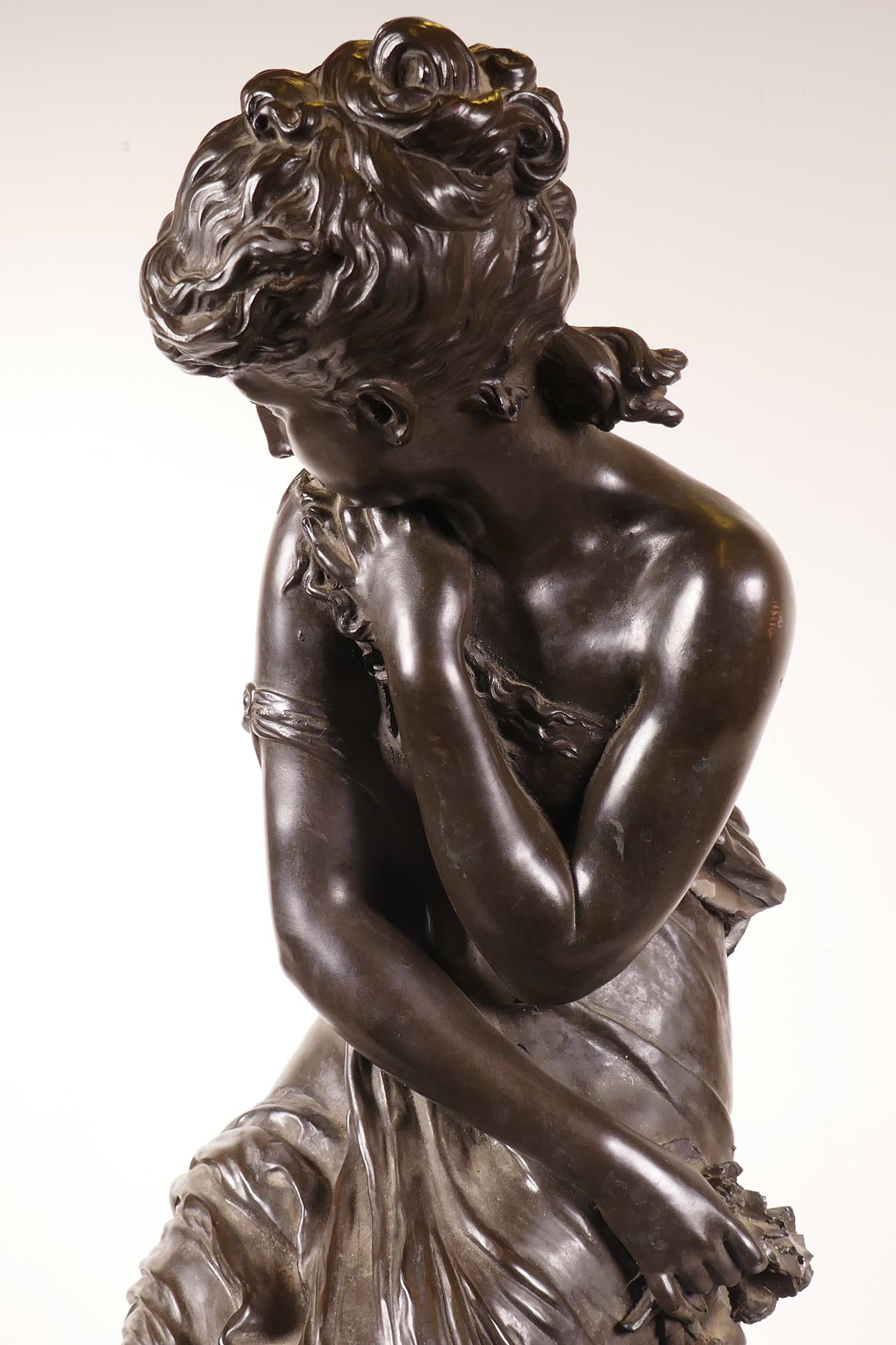 After Moreau, a cold cast bronze figure of a maiden, 25" high - Image 2 of 5