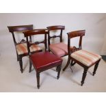 A pair of Regency mahogany side chairs and two others