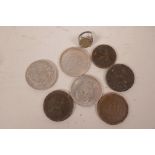 A quantity of miscellaneous C19th British coins including a Welsh token, an American replica trade