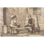 Henry Gillard Glindoni, C19th engraving of card players (one cheating), signed and dated in pencil