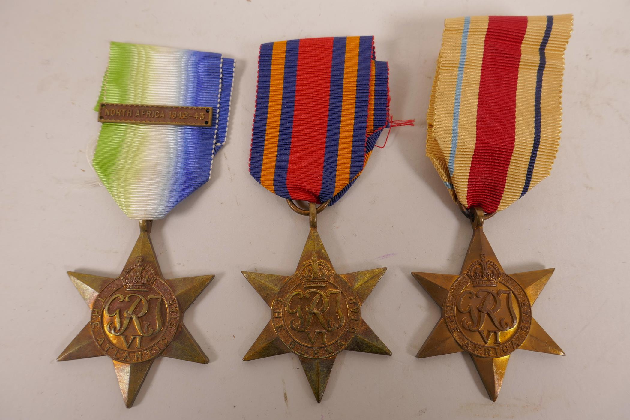 Six WWII 1939-45 war medals; 'The Atlantic Star', 'The Italy Star', 'The Burma Star', 'The Africa - Image 3 of 4