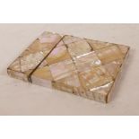 A mother of pearl card case, 4" x 3"