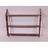 A C19th mahogany open hanging shelf with open sides, 30" x 27"