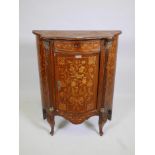 An early C19th Dutch marquetry side cabinet with serpentine front, A/F, 30" x 12", 36½" high