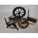 Two Scottish Haldane part spinning wheels