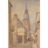 Wallis Henry Blake, Continental street scene, watercolour, 12" x 19"