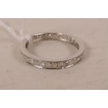 A 9ct white gold diamond full eternity ring, approximate size 'R'