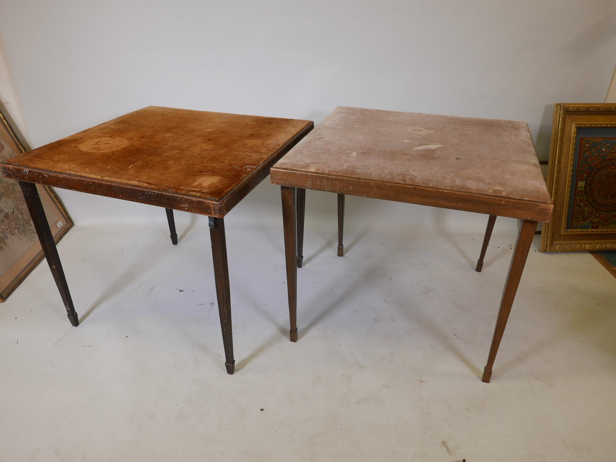 Two fold out card tables, 30" x 30" x 27" high