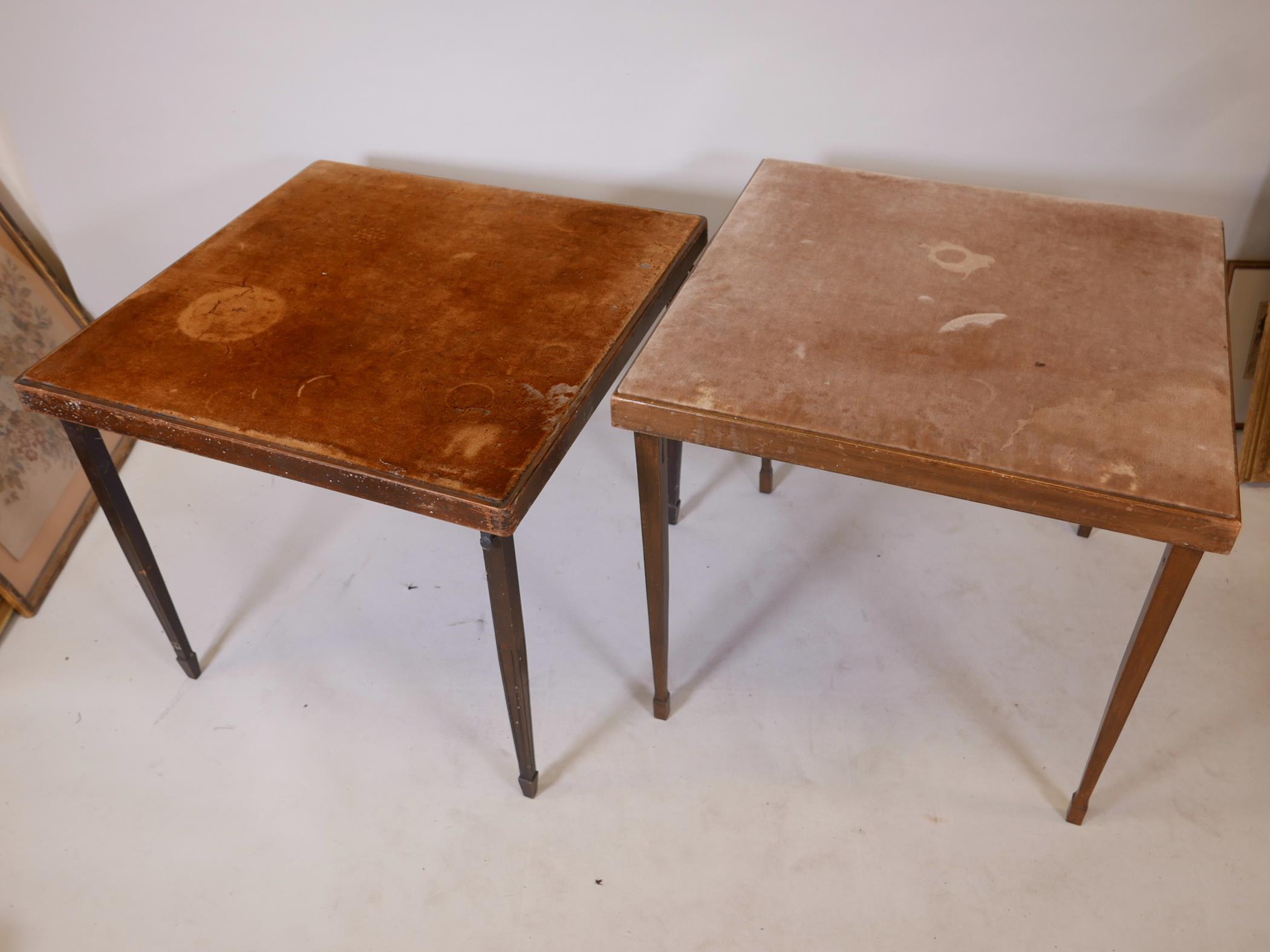 Two fold out card tables, 30" x 30" x 27" high - Image 2 of 2