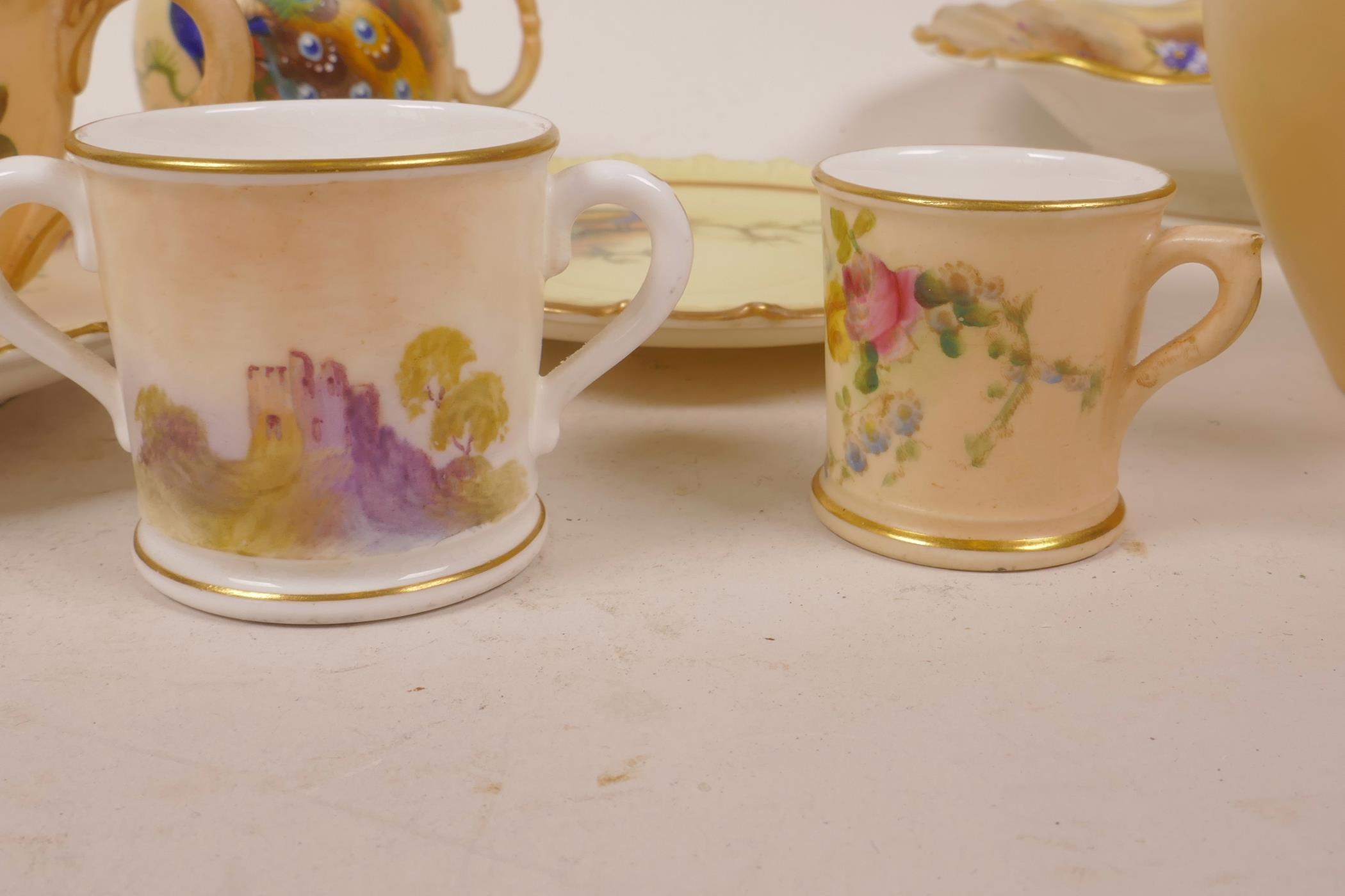 A collection of Royal Worcester porcelain, mainly blush ivory, to include a cream jug, pattern No. - Image 5 of 6