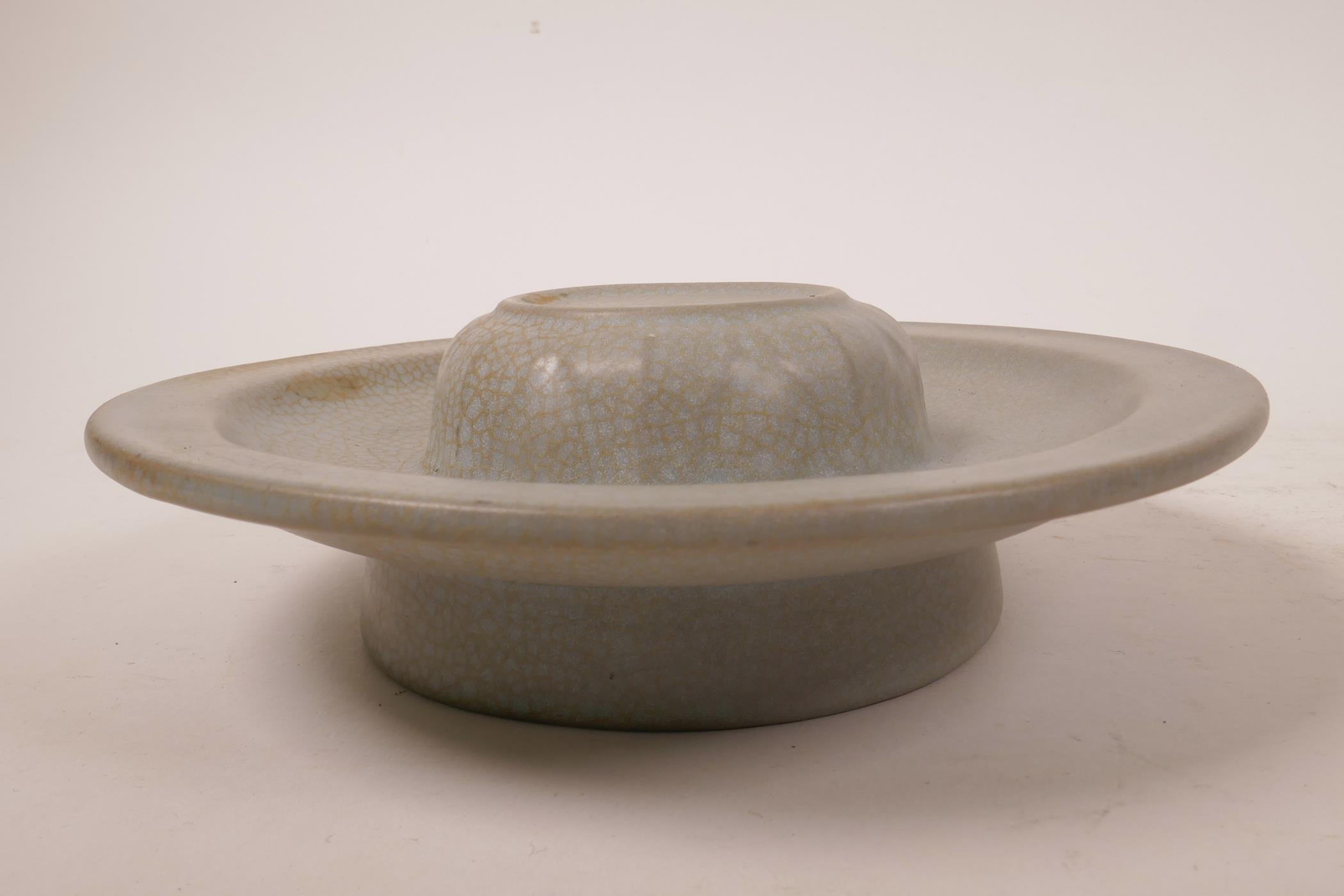 A ceramic stand with a celadon glaze, 7½" diameter - Image 3 of 3