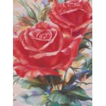 Patty Soane, roses and tulips, a pair of oils on canvas, signed, 12" x 16", and three similar by