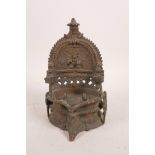 An Indian bronze shrine, 7" high