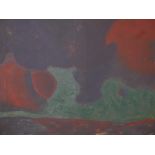 Abstract landscape, monogrammed, unframed oil on canvas, 25½" x 31"