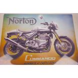 A replica metal advertising sign for Norton Commando Motorcycles, 27½" high x 20"