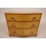 A handmade miniature chest of drawers in sycamore and walnut, beautifully made by L.F. Plunkett of