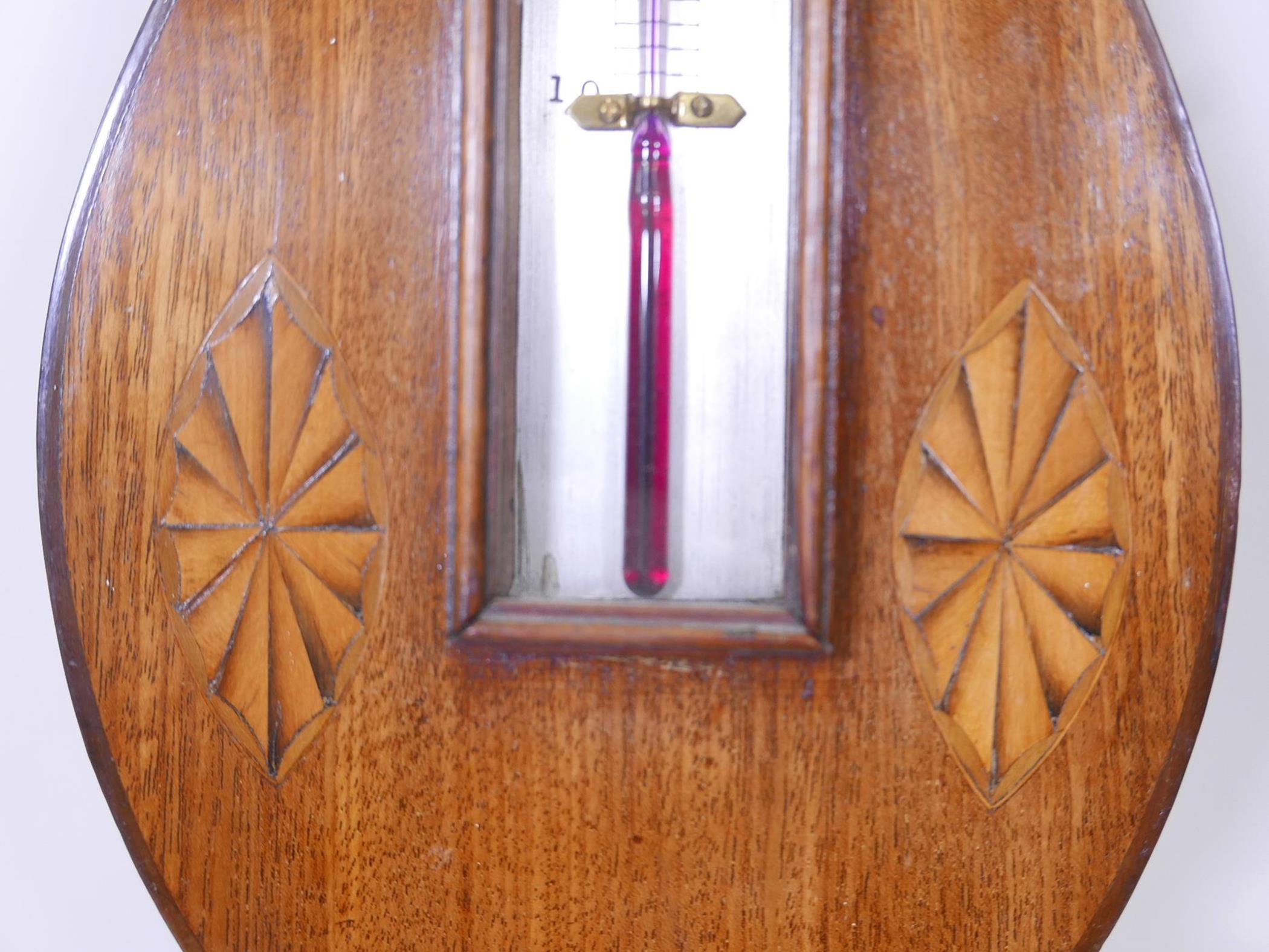 An early C19th inlaid mahogany banjo barometer, the silvered dial engraved C. Trombetta, Norwich, - Image 3 of 3