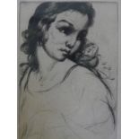 Martha Ward, (Scottish?) study of a woman, signed, early C20th etching, 6" x 4"