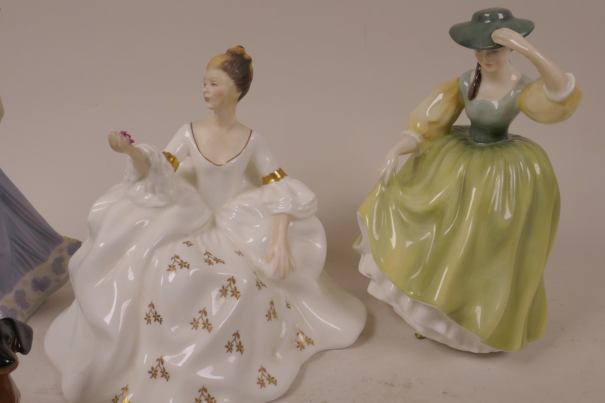 A Royal Doulton porcelain figurine, 'My Love' HN2339 by Peggy Davies, together with a Royal - Image 2 of 6
